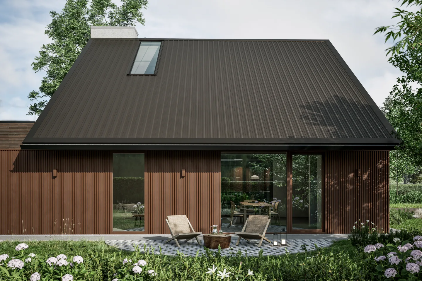 Alinel Type A aluminium gevelbekleding — verticale blokprofielen op een moderne gevel