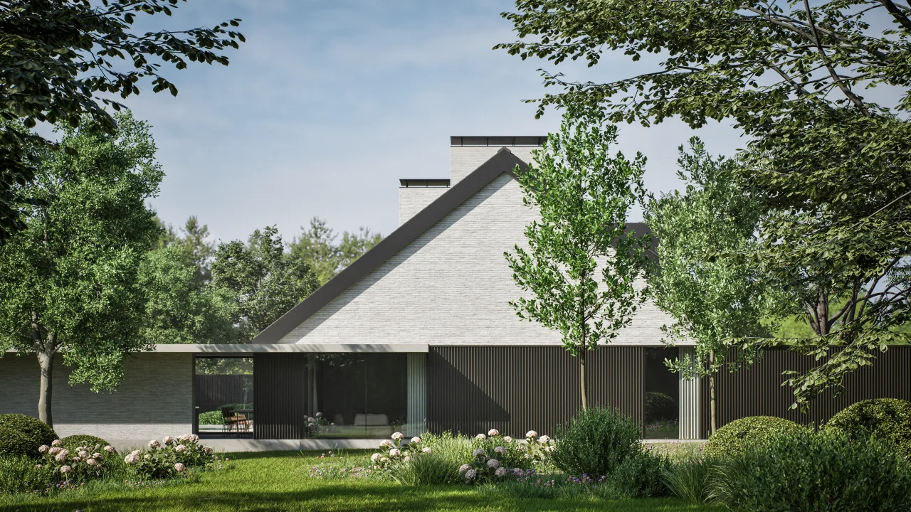 Alinel Type B gevelbekleding — geveldetail met verticale profielen grijs