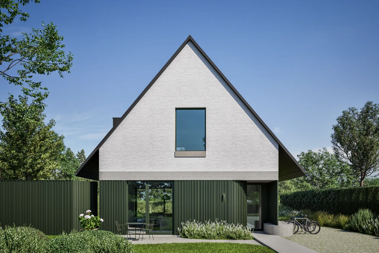 Alinel Type C aluminium gevelbekleding — onregelmatige vlakken in groen RAL 6020