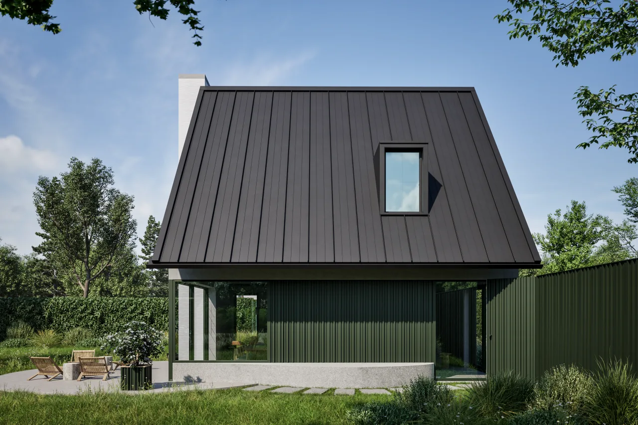 Alinel Type C gevelbekleding — detailopname profiel licht-schaduwspel