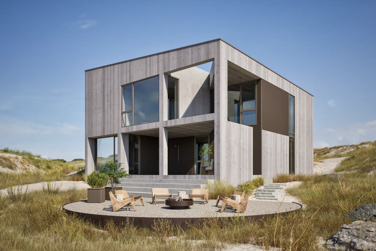Alinel Type D aluminium gevelbekleding — elegante vinnen met licht en schaduwspel