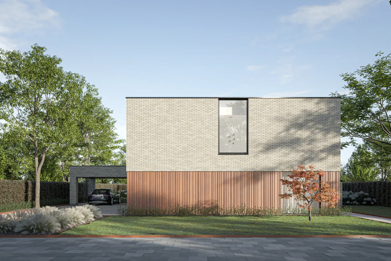Alinel Type E aluminium gevelbekleding — moderne plankenwand uitstraling